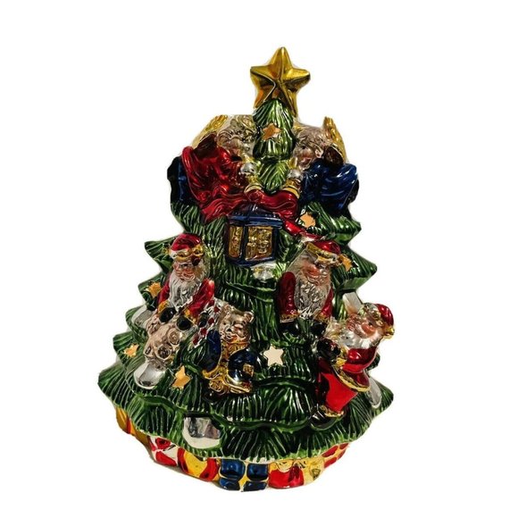 THC Other - Christmas Tree Tea Light Votive Candle Holder Ceramic Santa’s Collection Vintage